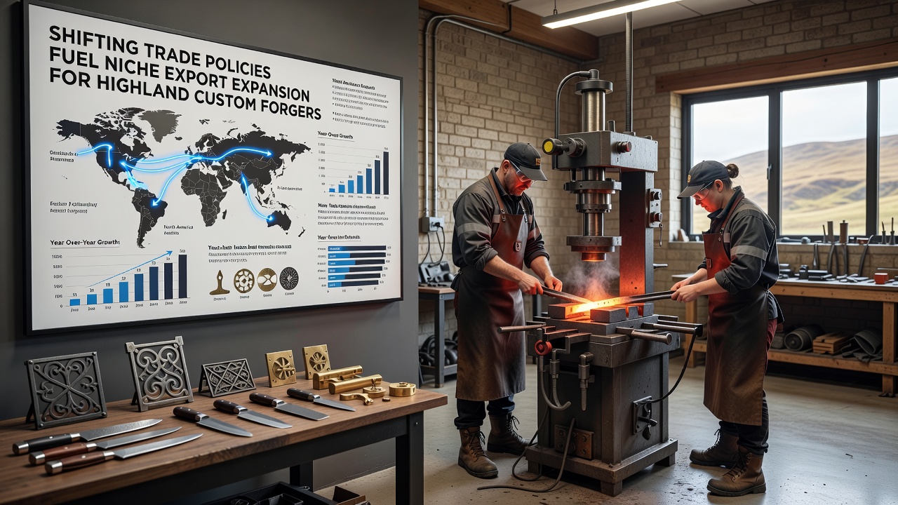 Export packaging and documentation for forged goods leaving a Highland workshop